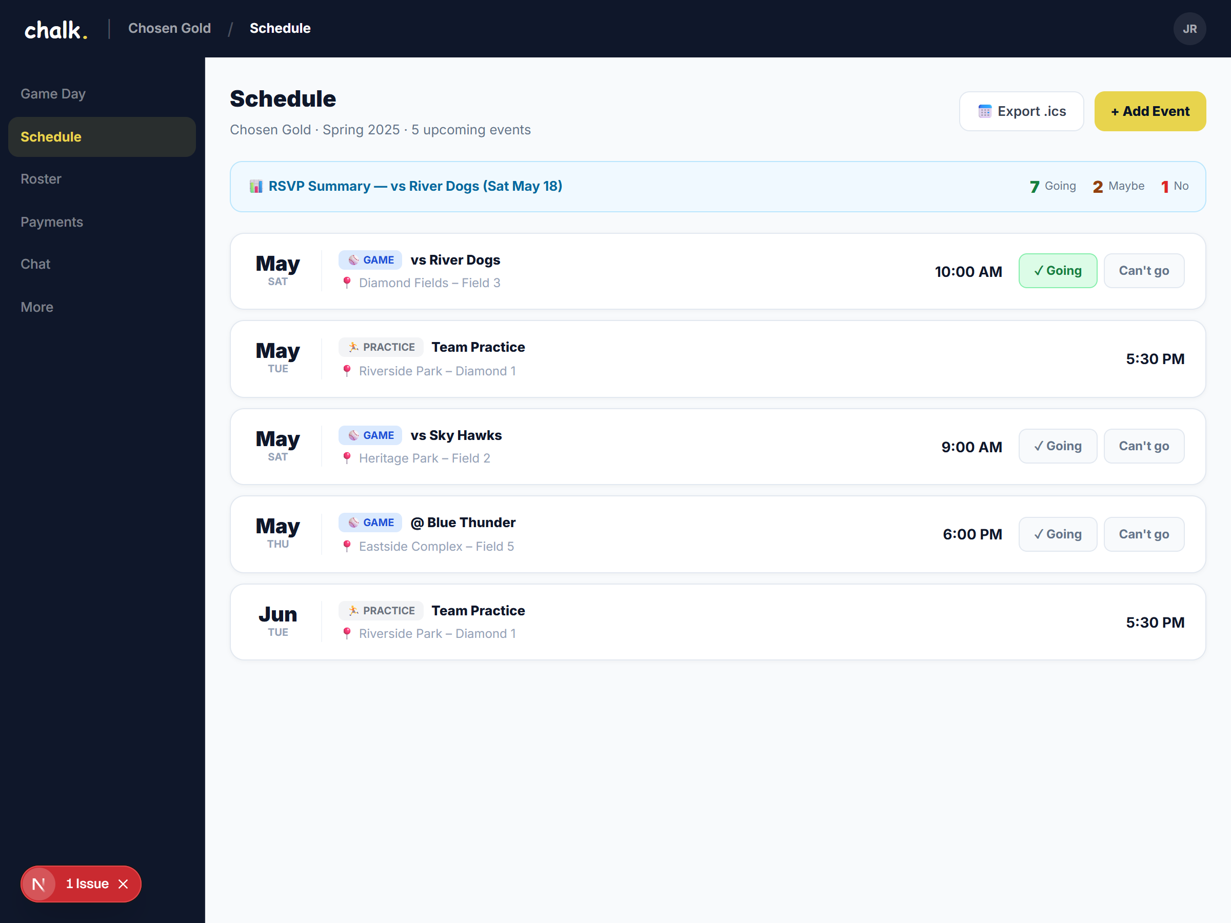 schedule desktop view